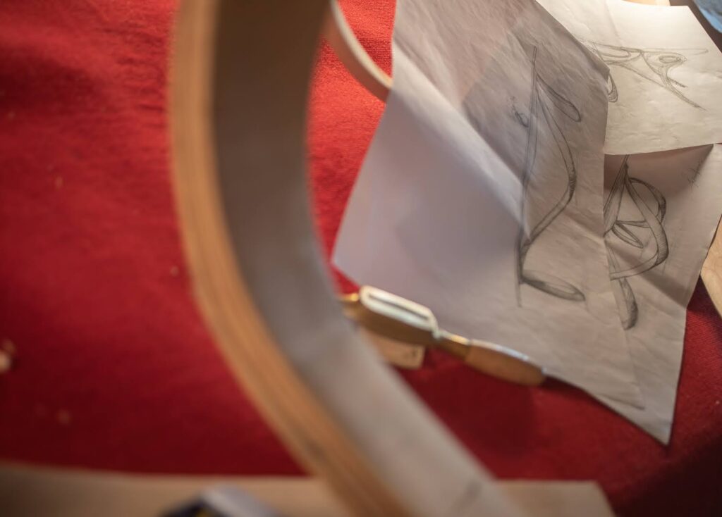 Plan de cintrage pendant le stage d'ébénisterie proche de Revel