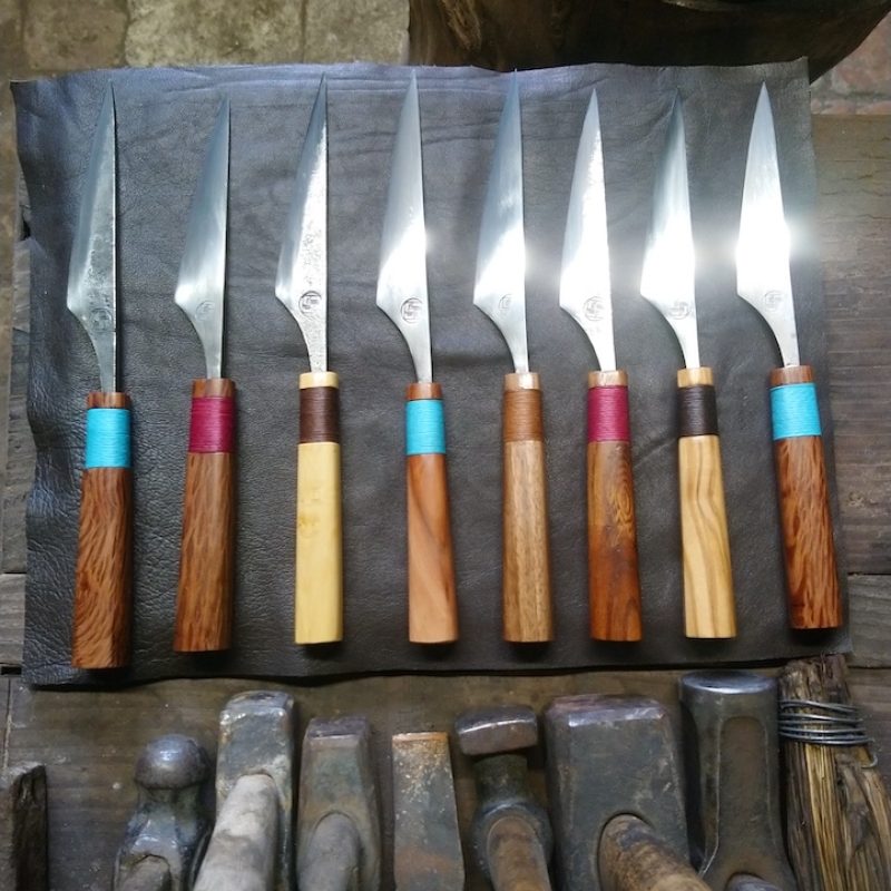 Quelques couteaux faits par Thierry Boulet, artisan coutelier et forgeron