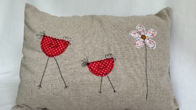 Coussin pendant le stage et l'atelier de broderie en piqué libre vers Toulouse