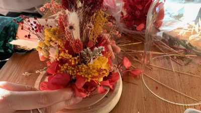 Objets décoratifs en fleurs séchées suite à l'atelier à Bordeaux (33)