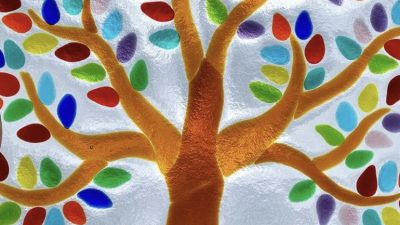 Arbre fleuri stage estival vitrail et yoga