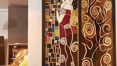 Création Klimt stage création d'un vitrail