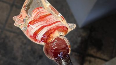 Poissons en cours pendant l'atelier de soufflage de verre avec un souffleur vers Paris en Ile-de-France