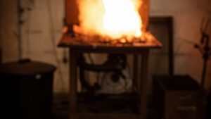 Forge pendant le stage coutelier dans une coutellerie vers Rouen