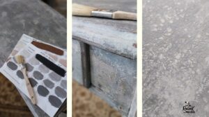 Patine 18ème sur table stage de relooking de meuble avec peinture naturelle en Bretagne