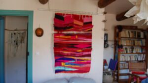 Tableau tissé par un métier pendant le stage et les cours de tissage